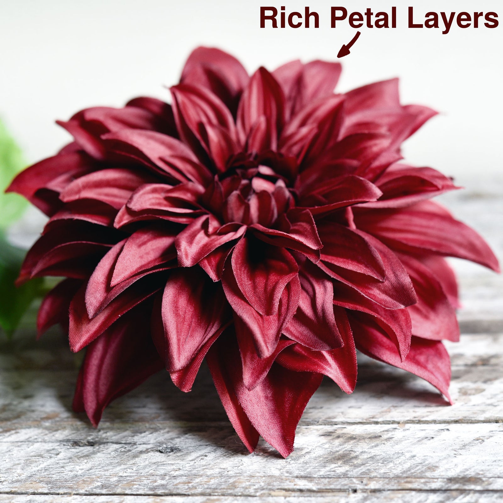 FiveSeasonStuff Artificial Flowers Dahlia Silk Flowers for Outdoors Indoors and Tall Vases (Merlot Red)