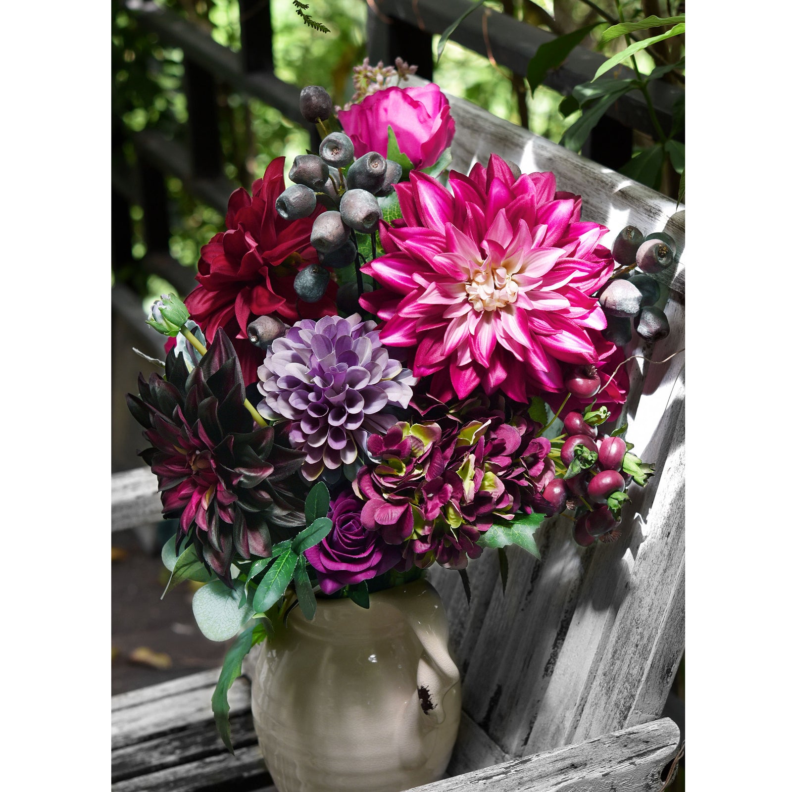 FiveSeasonStuff Artificial Flowers Dahlia Silk Flowers for Outdoors Indoors and Tall Vases (French Pink)