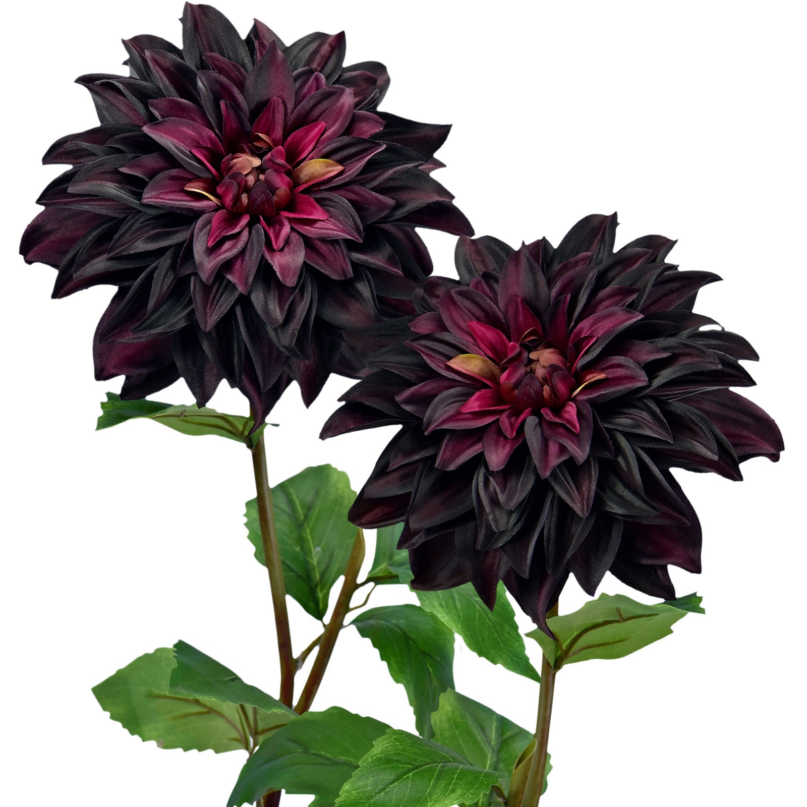 FiveSeasonStuff Artificial Flowers Dahlia Silk Flowers for Outdoors Indoors and Tall Vases (Dark Plum Purple)