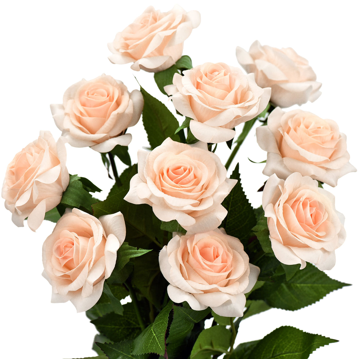 Apricot Pink Real Touch Roses Silk Artificial Flowers ‘Petals Feel and ...