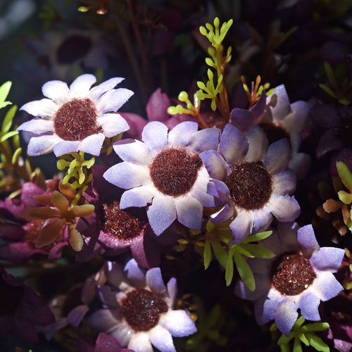 FiveSeasonStuff Daisy Silk Flowers, Outdoor Artificial Flowers Arrangement Decorations (4 Flower Bundles,) 13 inches Tall (Joyful Purple)