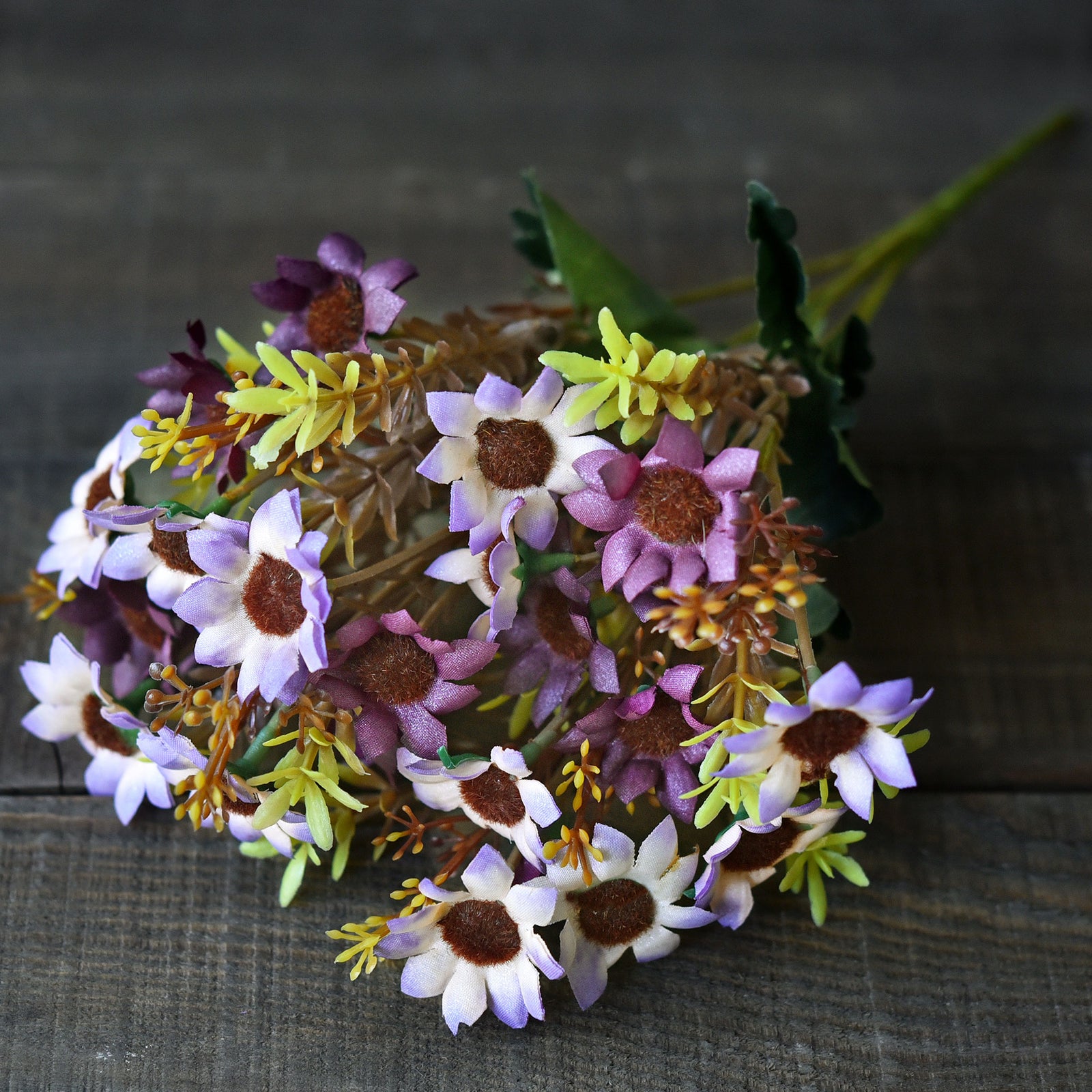 FiveSeasonStuff Daisy Silk Flowers, Outdoor Artificial Flowers Arrangement Decorations (4 Flower Bundles,) 13 inches Tall (Joyful Purple)