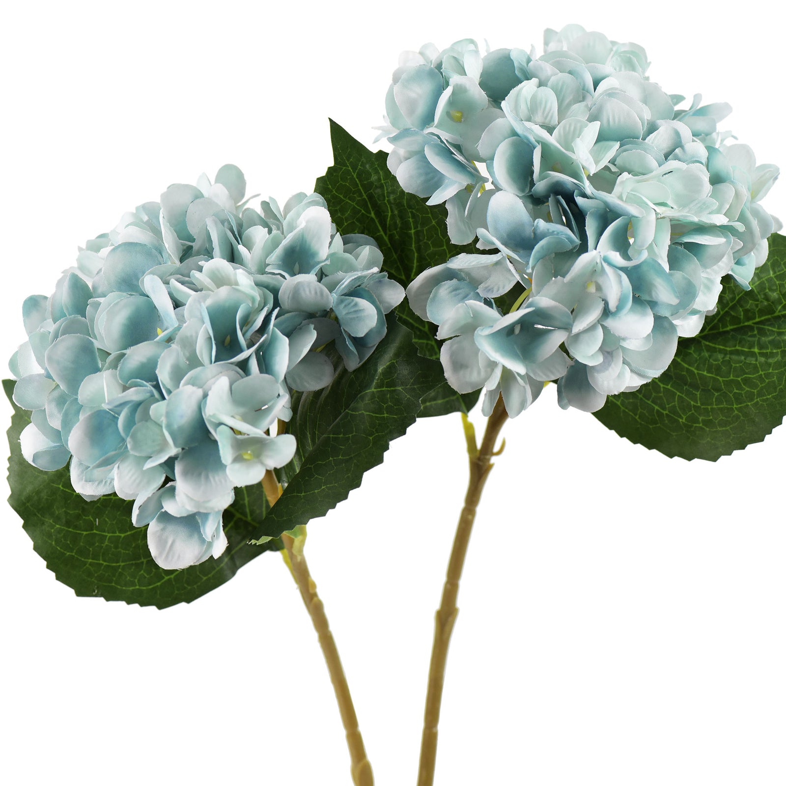 5 Stems Light Blue Artificial Silk Hydrangea Flowers