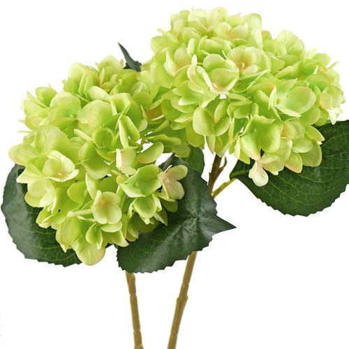 5 Stems Spring Green Artificial Silk Hydrangea Flowers
