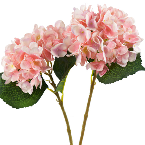 5 Stems Pink Artificial Silk Hydrangea Flowers