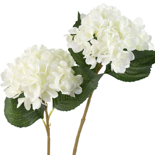 5 Stems White Artificial Silk Hydrangea Flowers