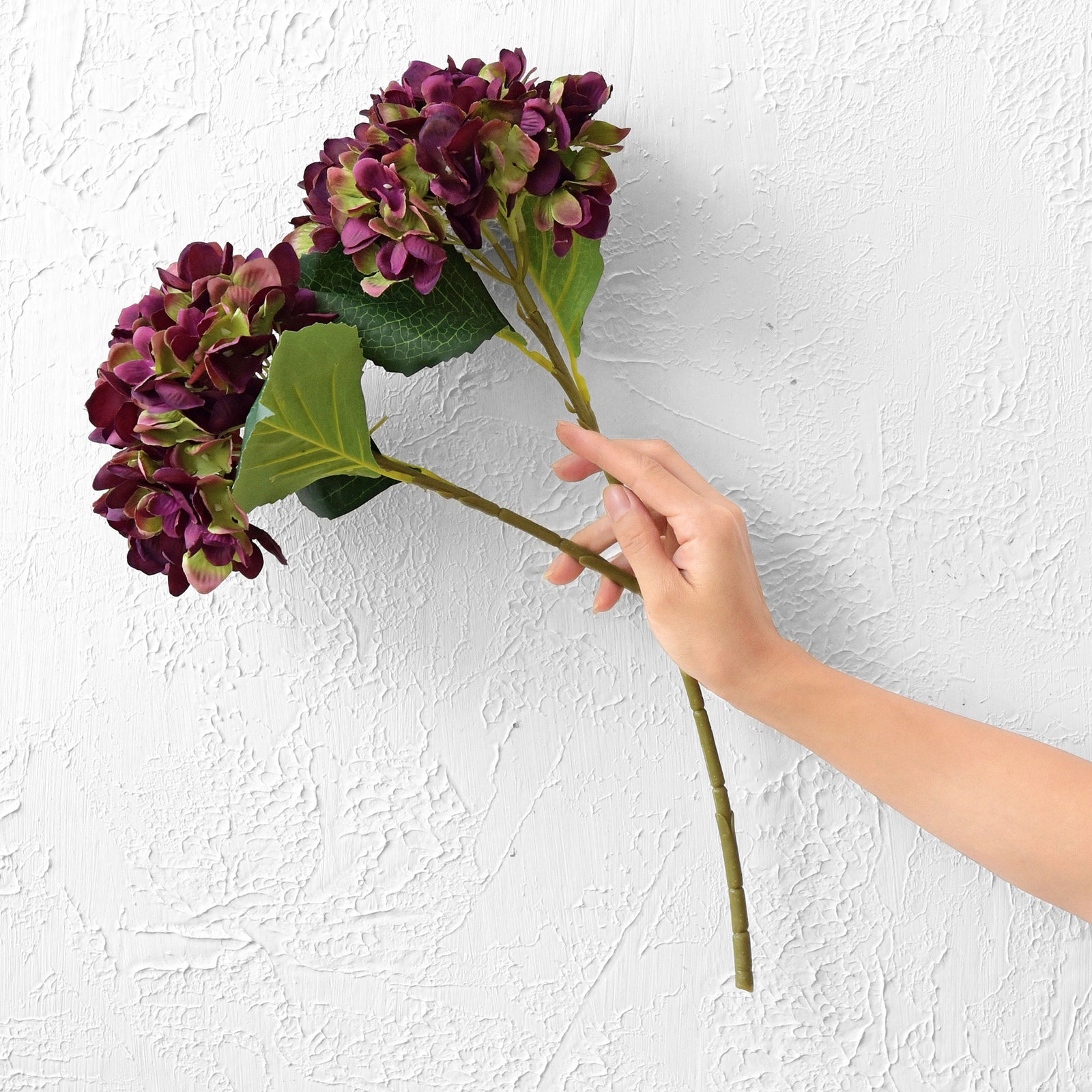 Set of 12: 33-Inch Purple Hydrangea Flower Stems with Lifelike