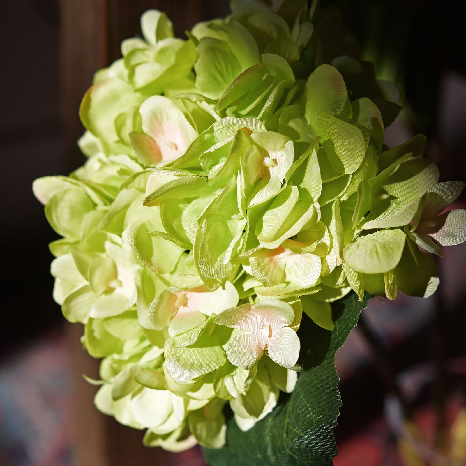 5 Stems Spring Green Artificial Silk Hydrangea Flowers
