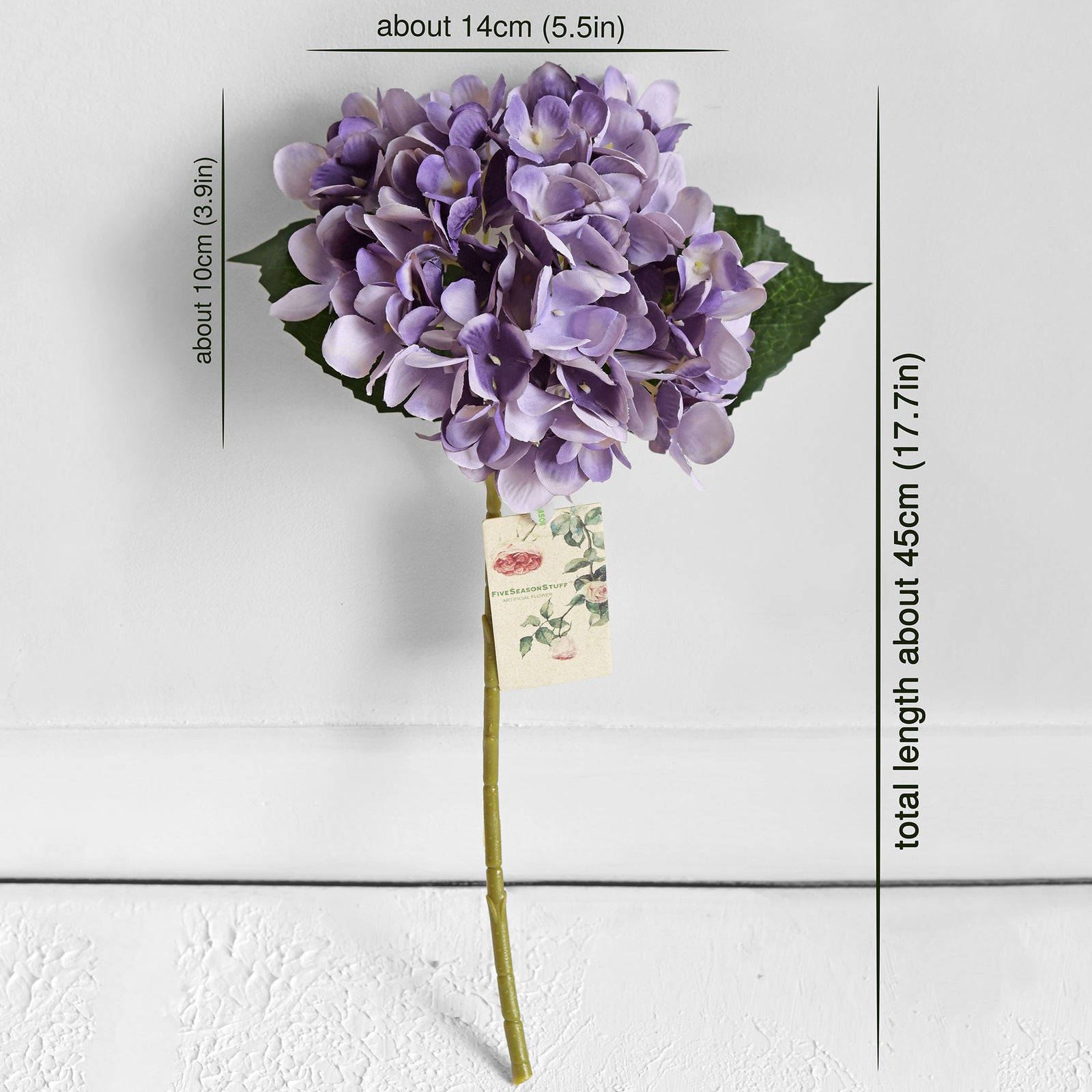 5 Stems Purple Artificial Silk Hydrangea Flowers