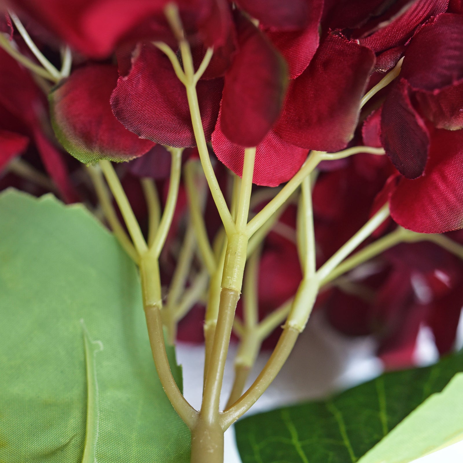 5 Stems Scarlet Artificial Silk Hydrangea Flowers