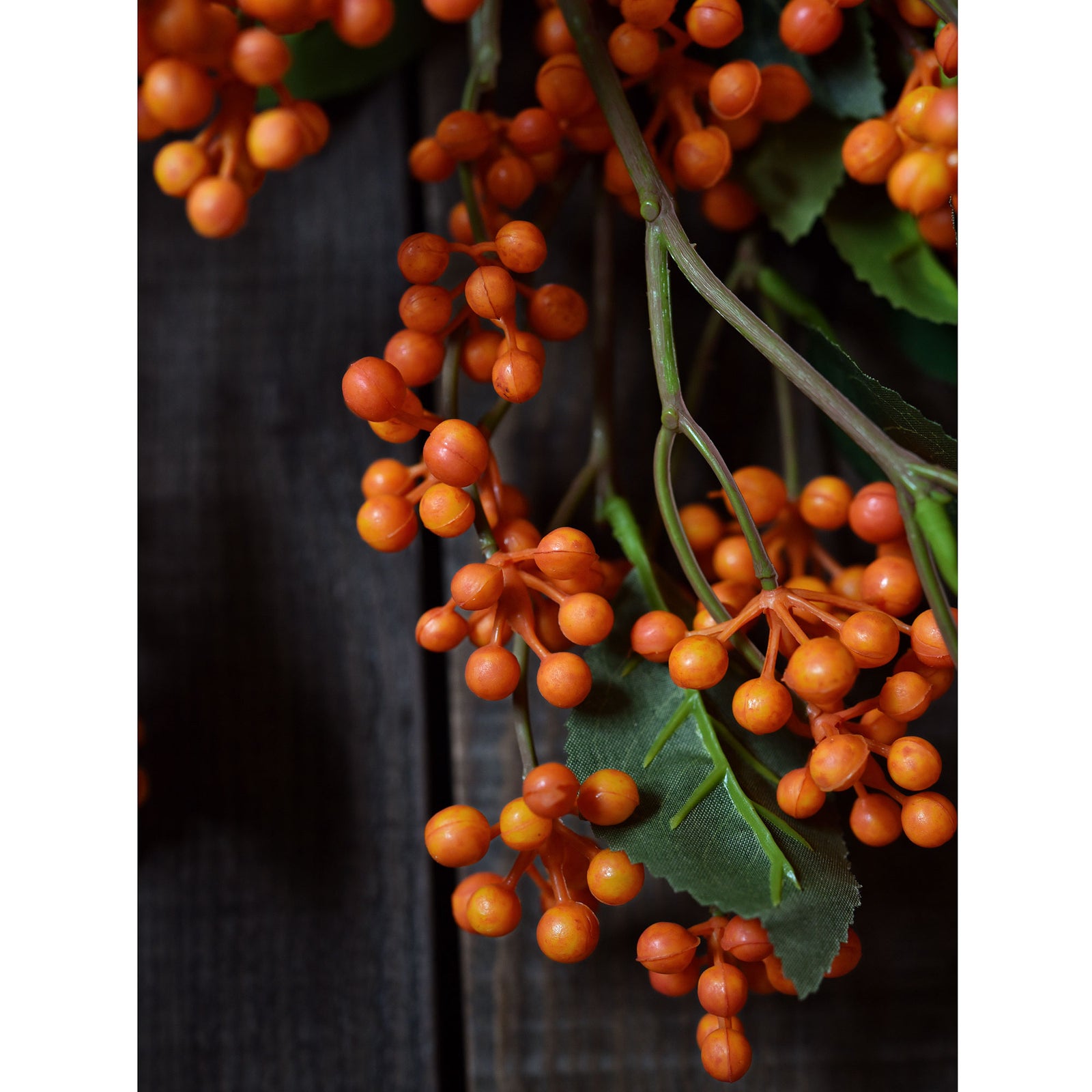 FiveSeasonStuff Artificial Fruit Orange Holly Berries Decoration for Vases, Bouquets and Floral Arrangements, 6 Berry Stems