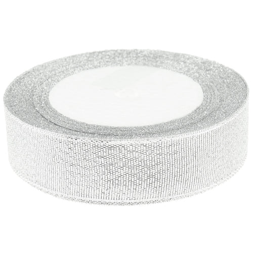 25mm Silver Metallic  Single Sided Ribbon