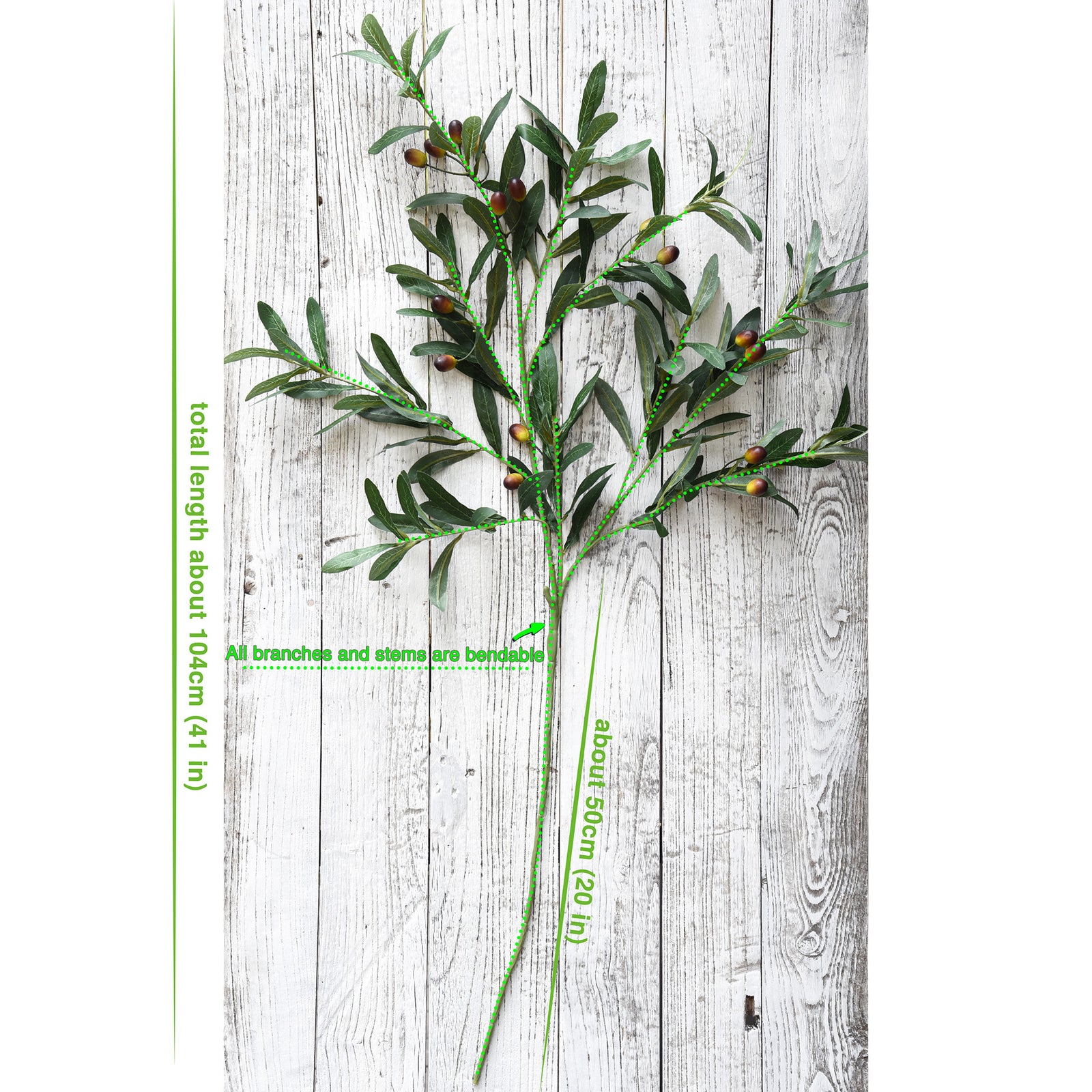 6 Stems Premium Quality Artificial Olive Leaves and Branches Greenery Floral Arrangement Decoration 31 inches (78cm)