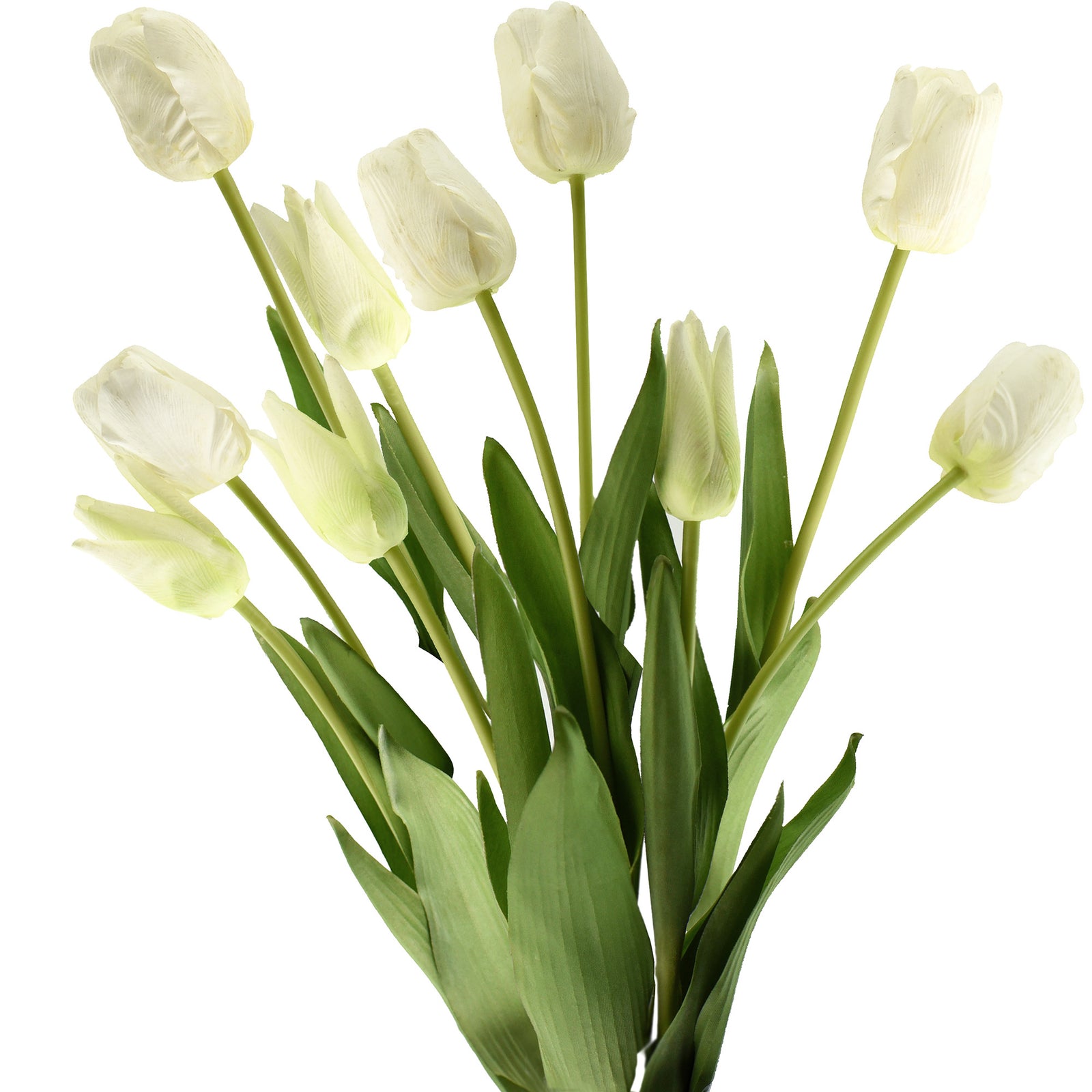 FiveSeasonStuff 10 Stems of (White) Soft and Long Stem Real Touch Tulip Artificial Flowers Bouquet, Wedding, Bridal, Home Decor
