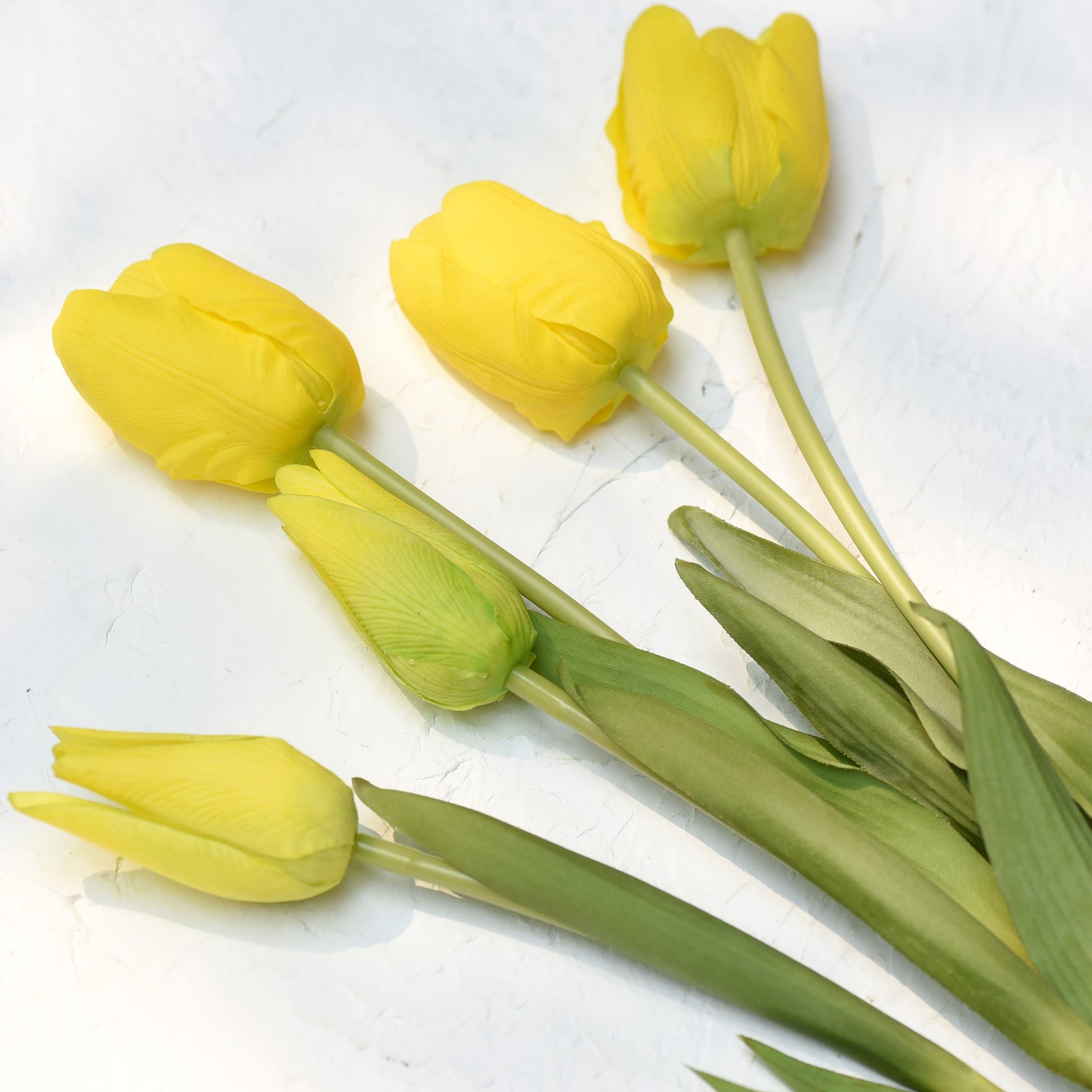 FiveSeasonStuff 10 Stems of (Yellow) Soft and Long Stem Real Touch Tulip Artificial Flowers Bouquet, Wedding, Bridal, Home Decor