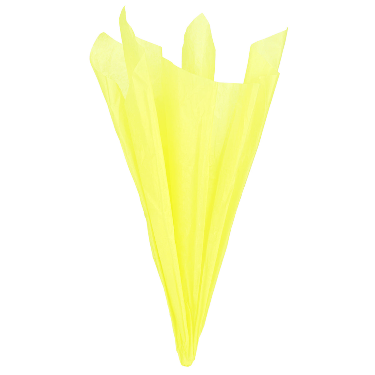 Displaying of a lemon yellow tissue paper in ice cream cone shape