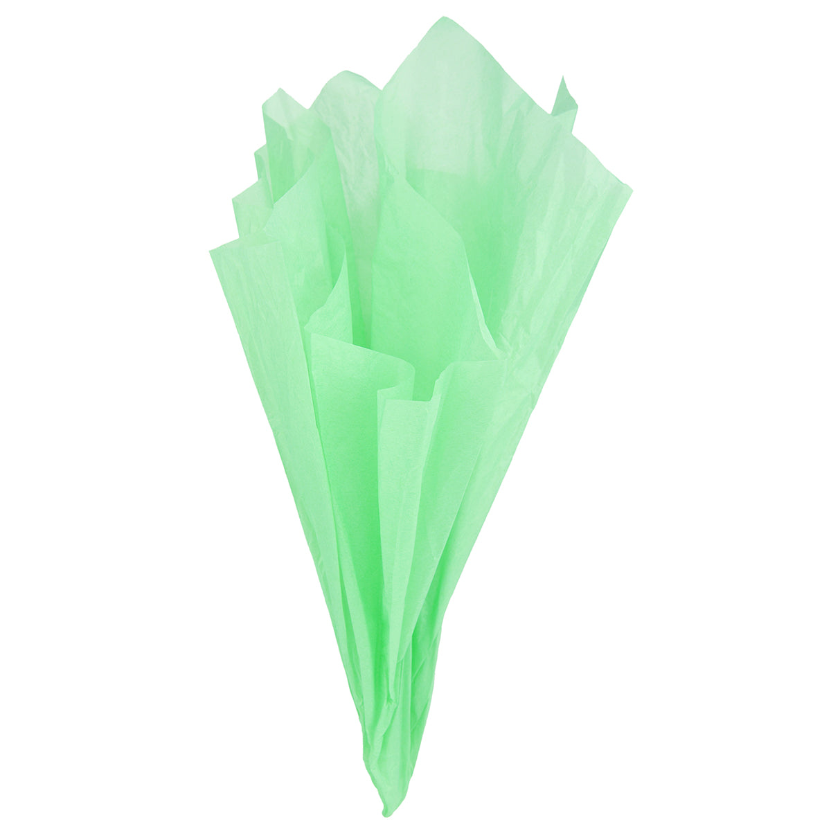 Displaying of a light green tissue paper in ice cream cone shape