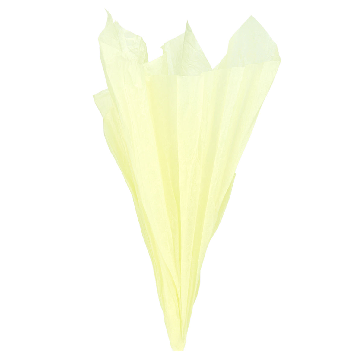Displaying of a light yellow tissue paper in ice cream cone shape