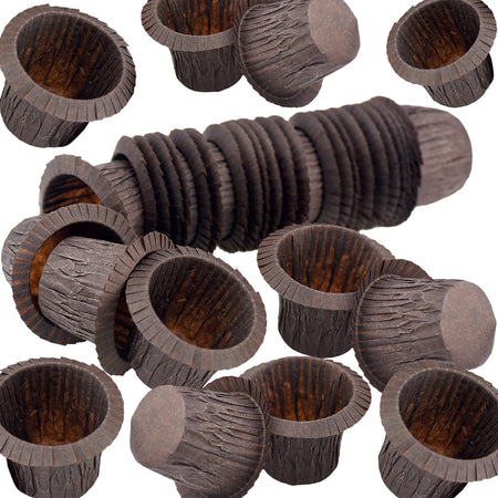 Pack of 60 Brown Cupcake Muffin Cases/Standard Baking Paper Cups Wraps Liners with Elegant Folded Edge (No Moulds Needed) -FiveSeasonStuff