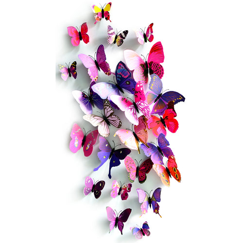 Mixed Rose Red Butterflies Decorations with Magnet  24 Pieces