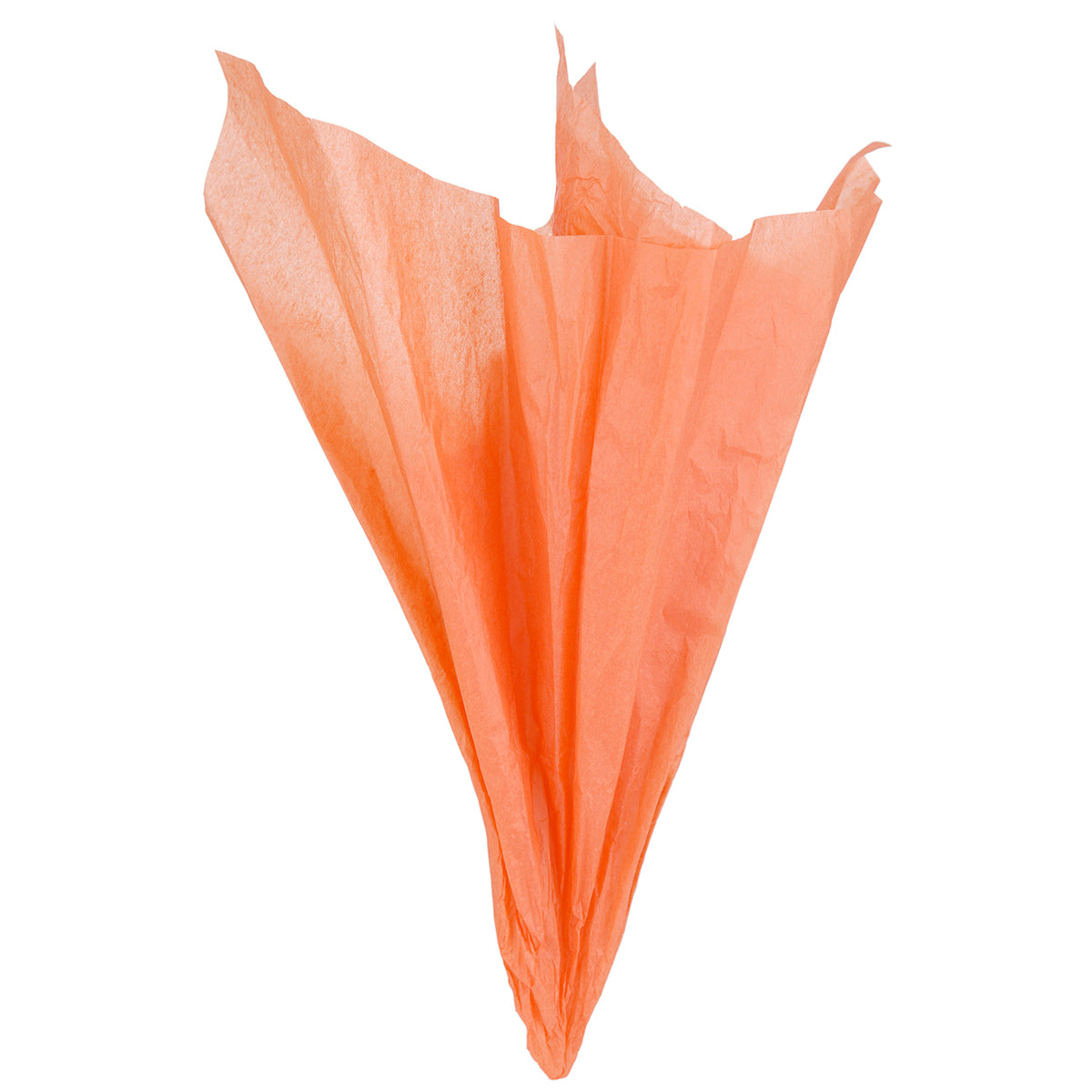 Displaying of a orange tissue paper in ice cream cone shape