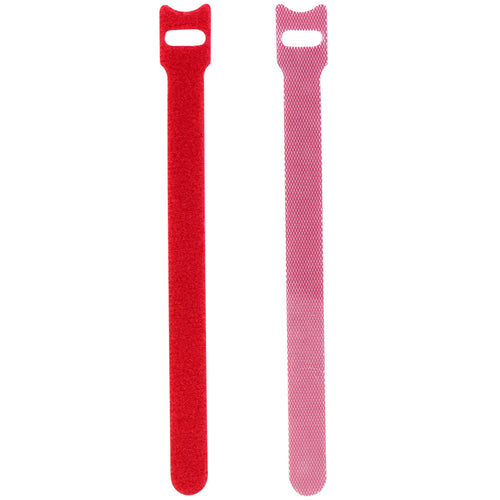 Displaying of two upright red nylon cable ties  