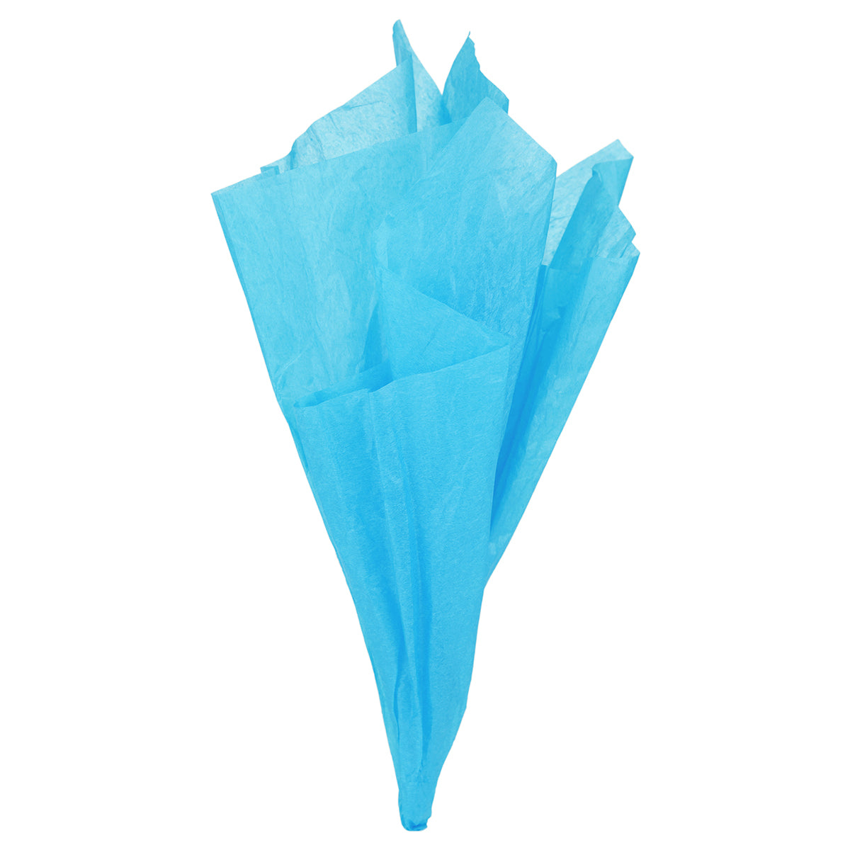 Displaying of a skyblue tissue paper in ice cream cone shape