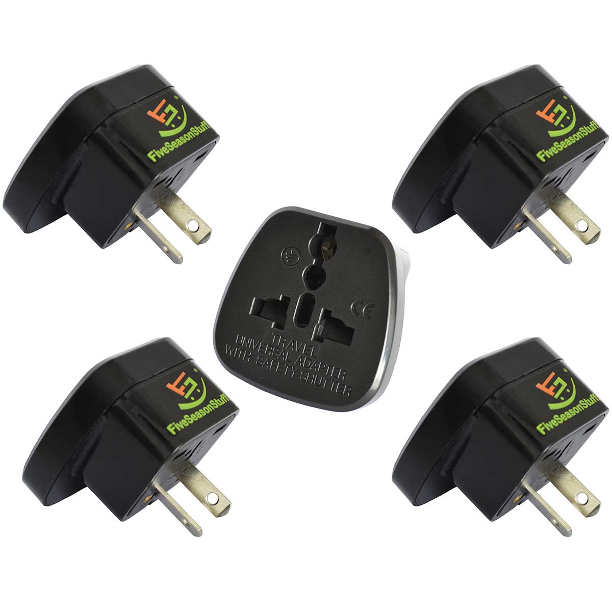 5 Pack Travel Adapters for Traveling to Australia (2 Prong, Black) Type I