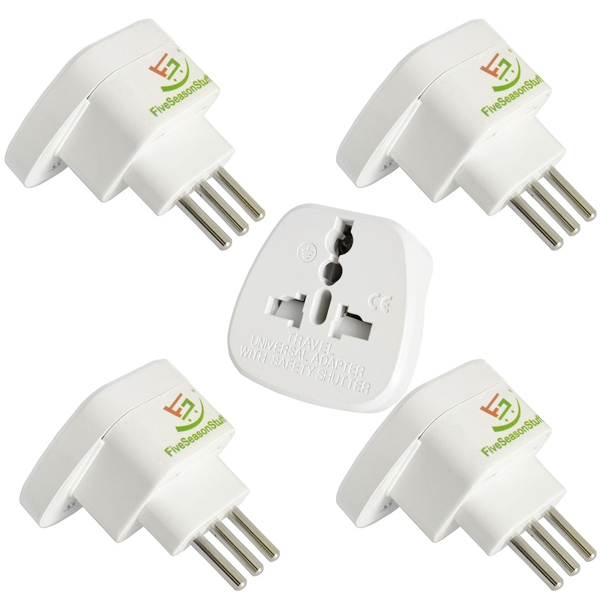 5 Travel Adapters for Traveling to Italy (White) Type L
