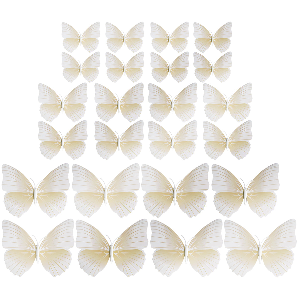 White Butterflies Decorations with Magnet  24 Pieces
