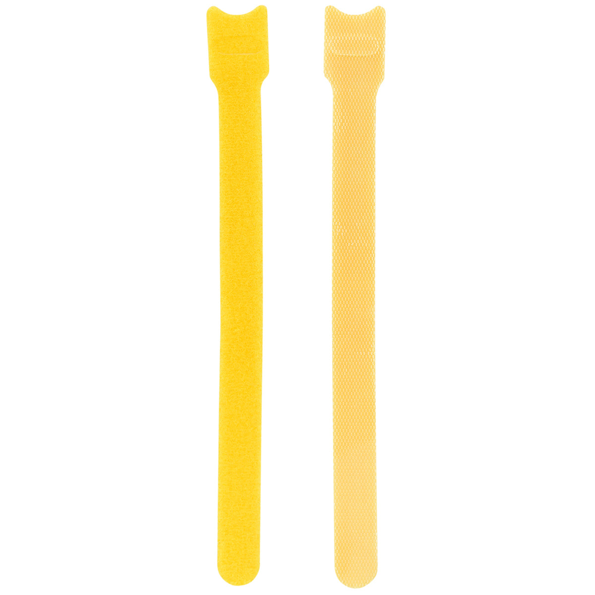 Displaying of two upright yellow nylon cable ties  