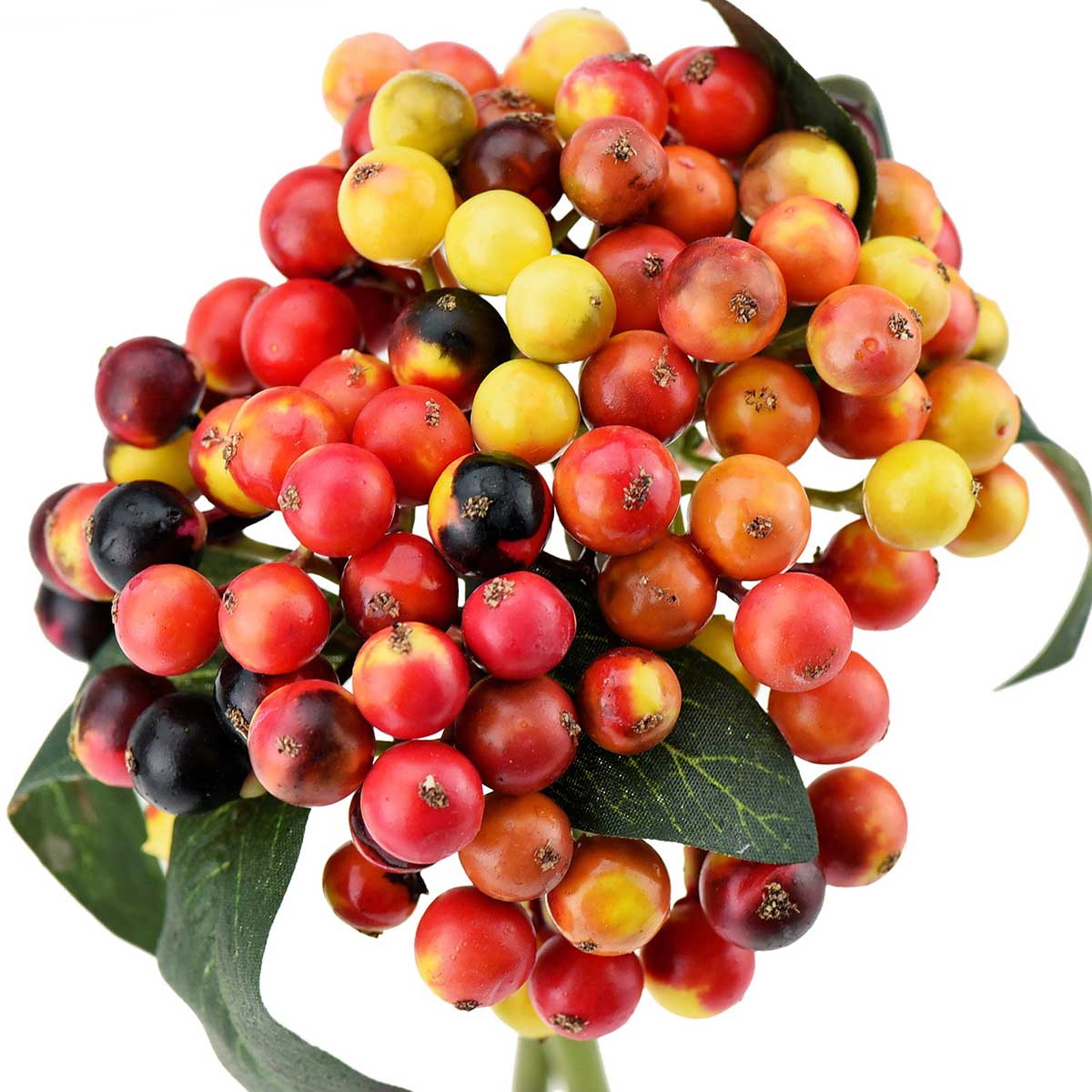 2 Berry Stems Artificial Fruit Holly Berries Decoration with Soft Bendable Stems for Vases, Bouquets and Floral Arrangements