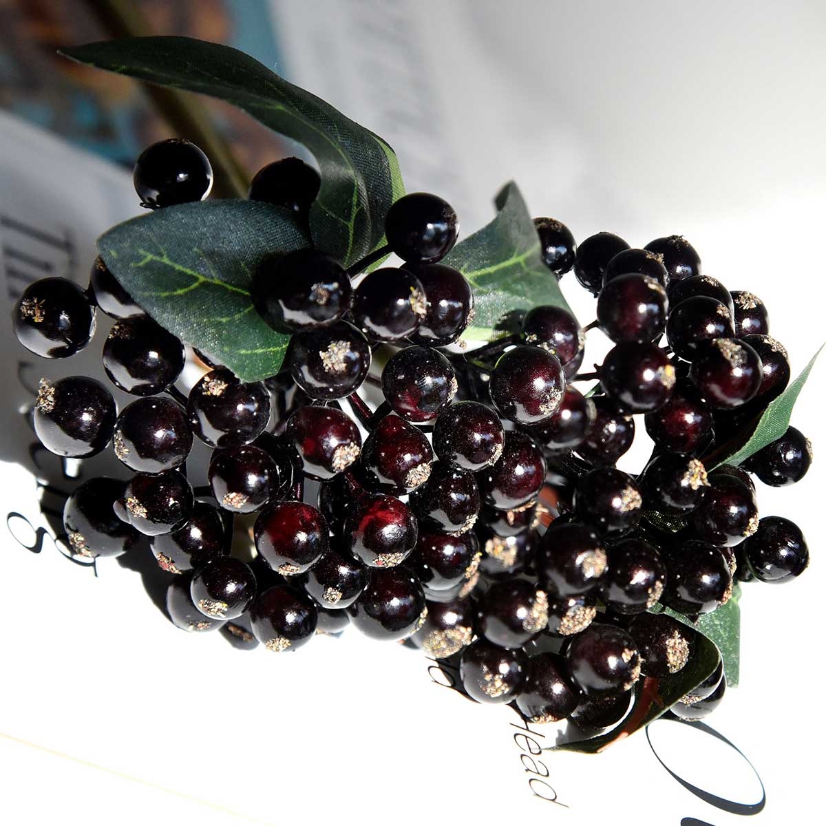 2 Berry Stems Artificial Fruit Holly Berries Decoration with Soft Bendable Stems for Vases, Bouquets and Floral Arrangements