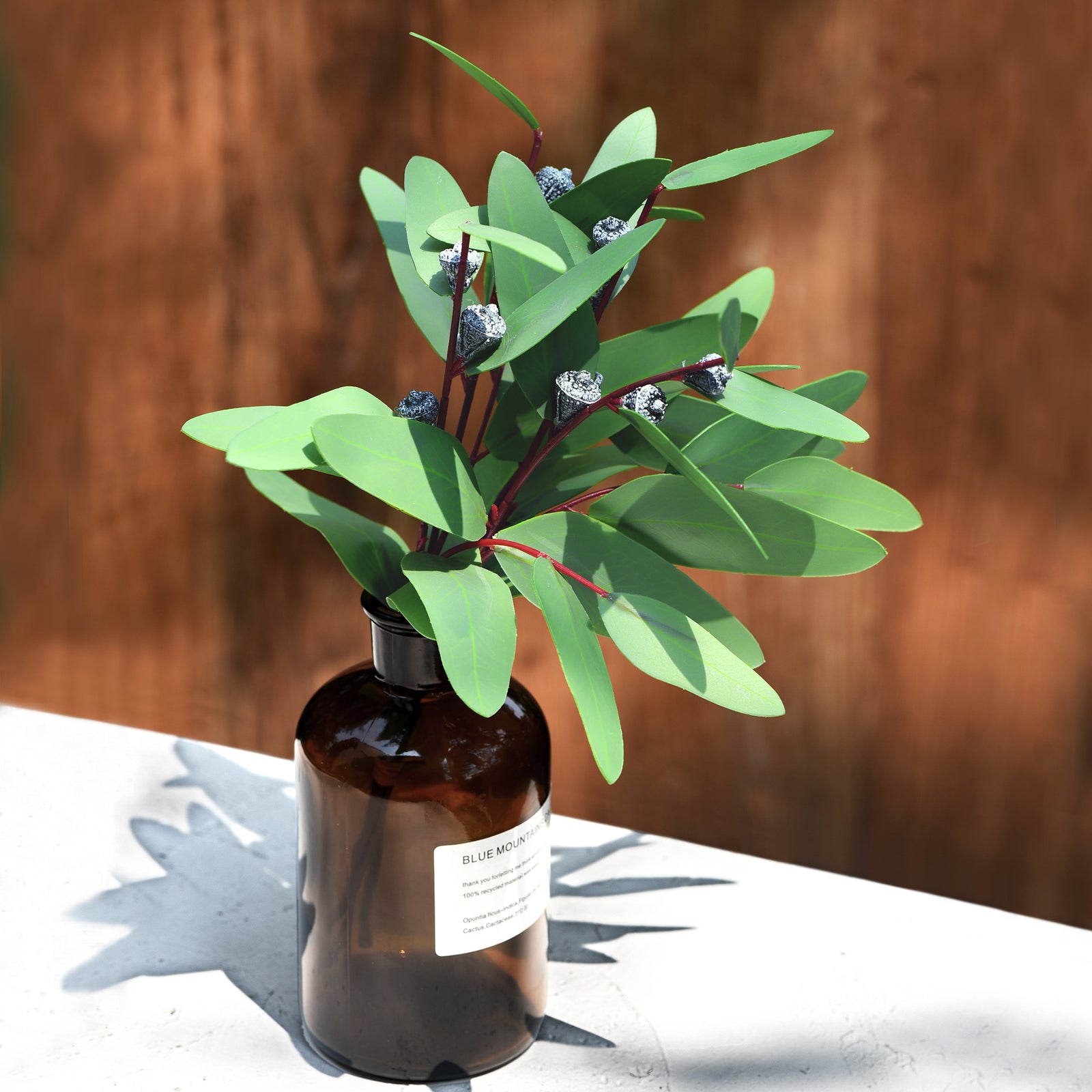 FiveSeasonStuff 4 Pcs Artificial Real Touch Realistic Eucalyptus Leaves Decoration Home Décor (Seeded Eucalyptus Style2 4 Stems)