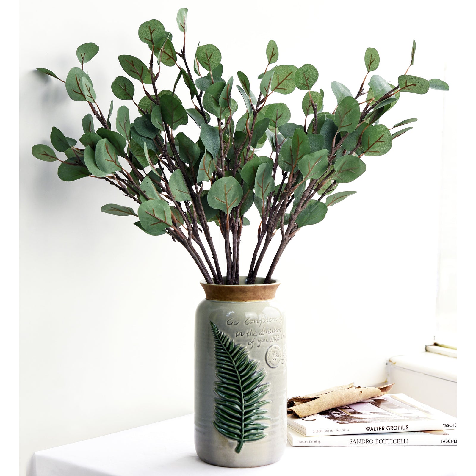 FiveSeasonStuff 6 Pcs Artificial Eucalyptus Leaves Greenery Floral Arrangement Decoration Home Décor (Long Stem Eucalyptus)