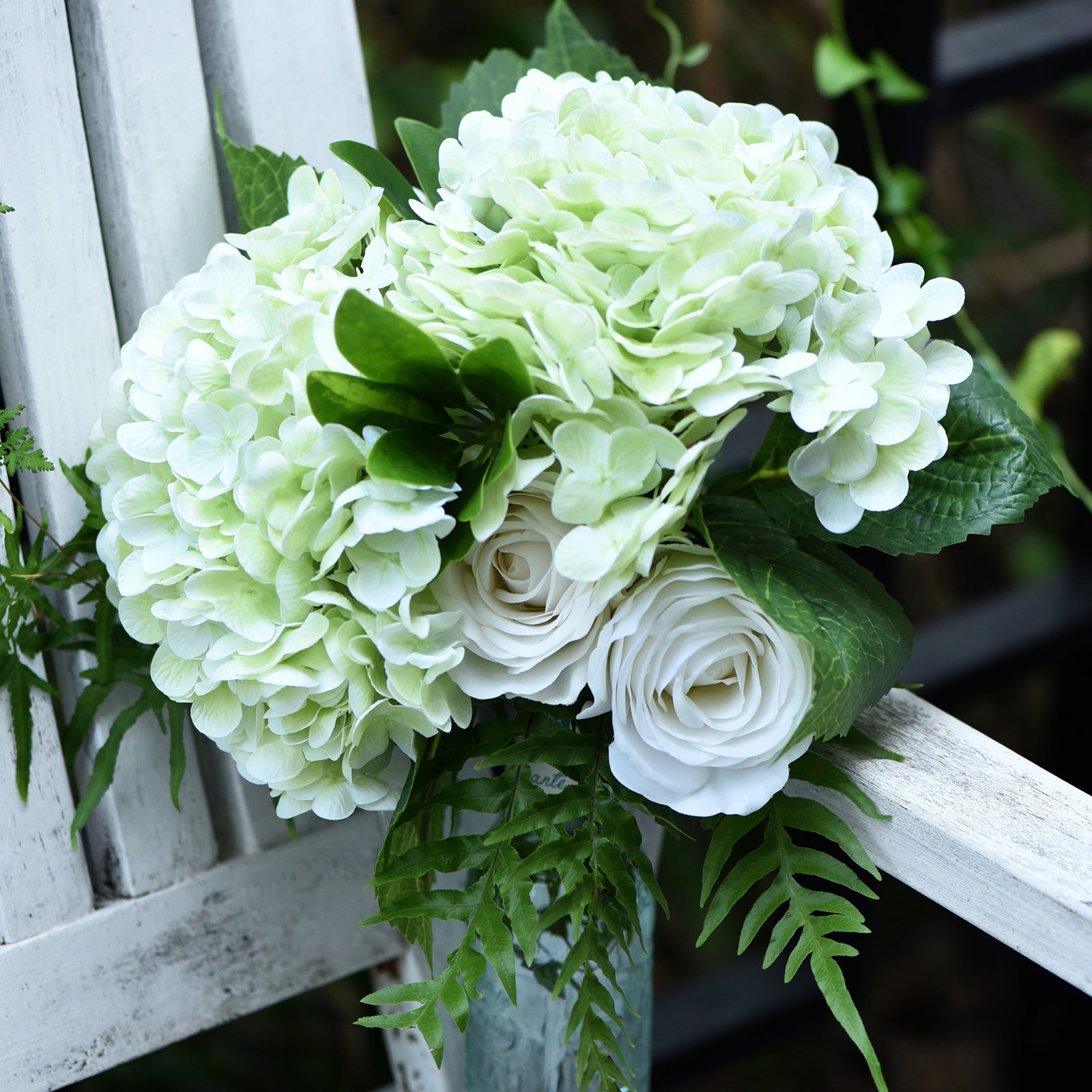 FiveSeasonStuff 2 Stems Real Touch Petals and Leaves Artificial Hydrangea Flowers Long Stem Floral Arrangement | for Wedding Bridal Party Home Décor DIY Floral Decoration (Pale Green)