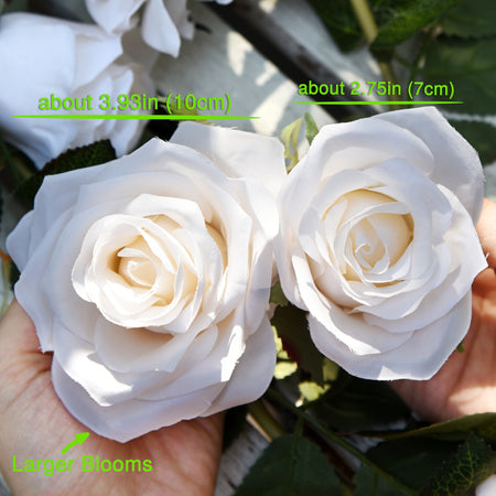FiveSeasonStuff 2 Pcs Bendable Flower Garland Artificial Silk Rose Vine Leaves Hanging Face Flowers for Wall Decoration, Wreaths (White)