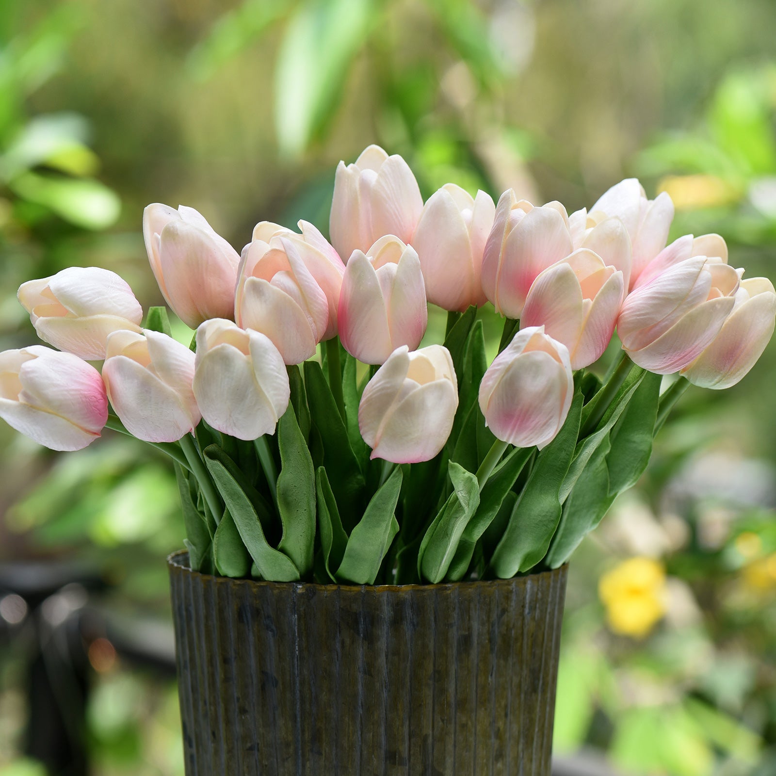 Blush Pink Real Touch Tulips Artificial Flowers Bouquet 10 Stems