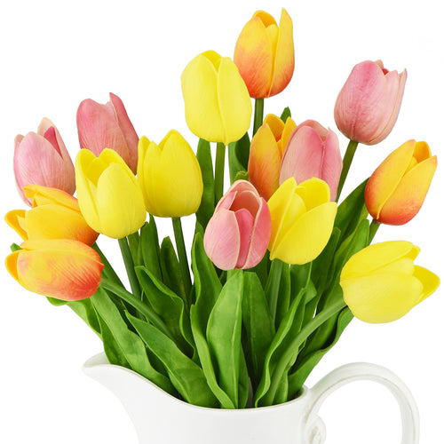 15 Stems Festive Bloom Real Touch Tulips Artificial Flowers Gift Boxed