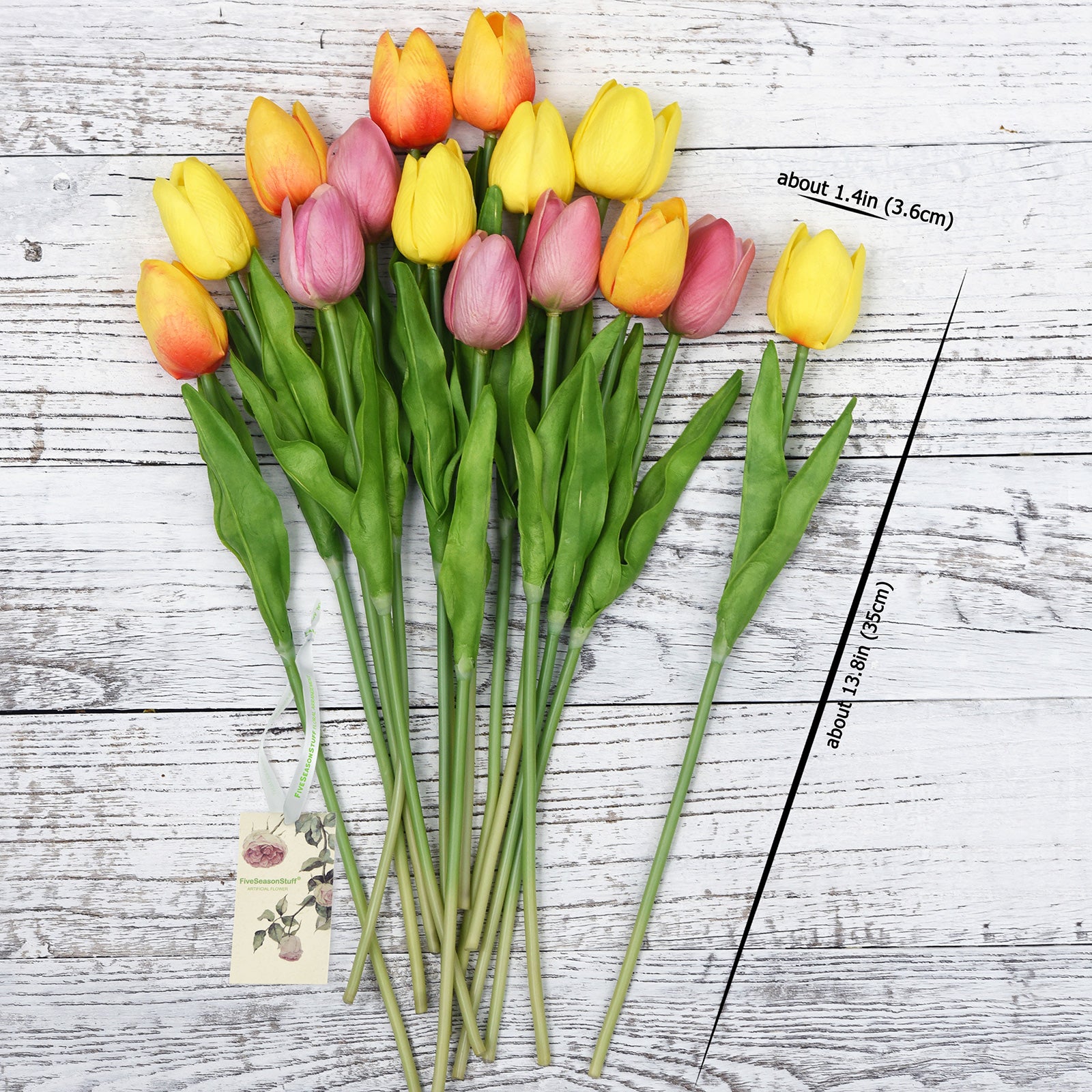 15 Stems Festive Bloom Real Touch Tulips Artificial Flowers Gift Boxed