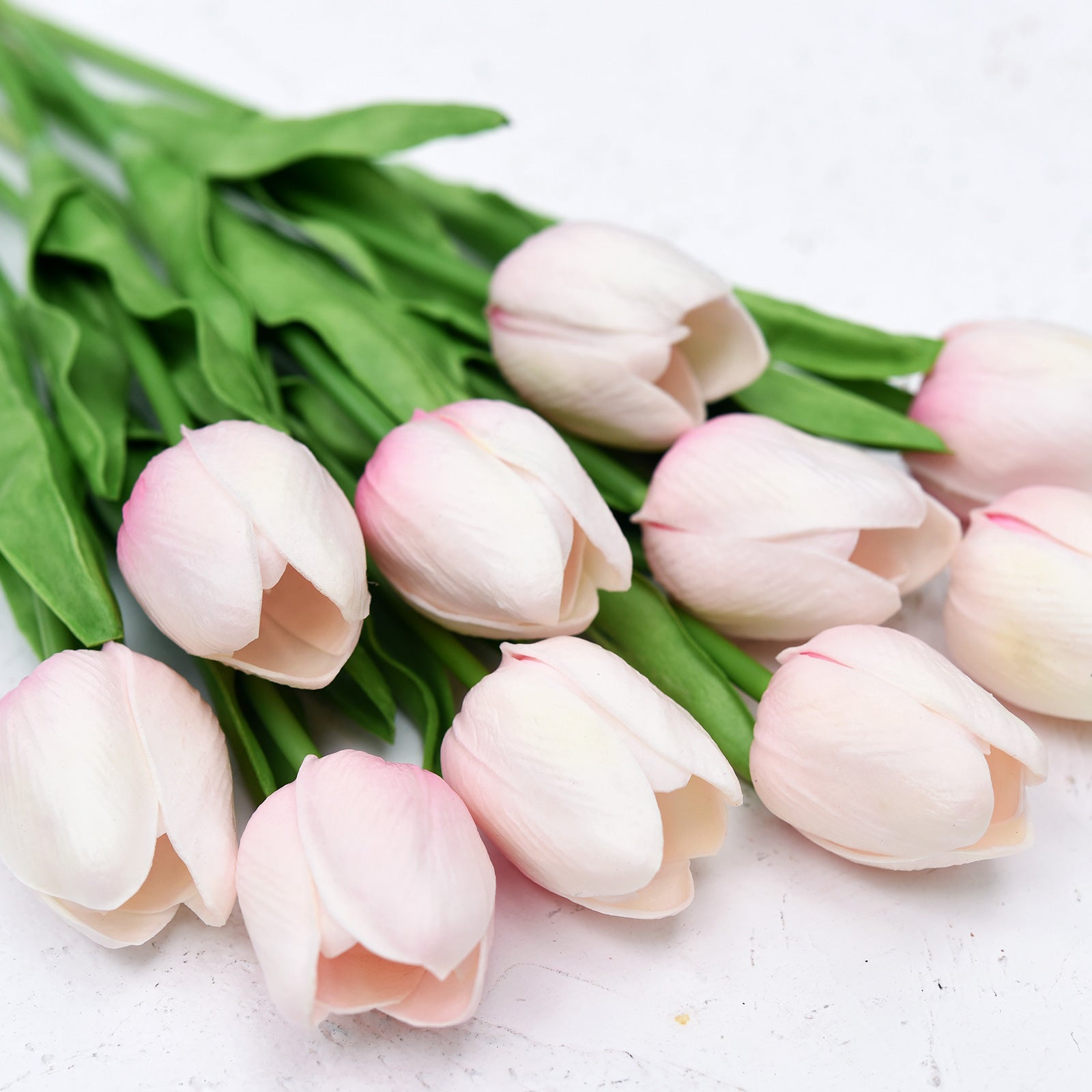 Light Pink Real Touch Tulips Artificial Flowers Bouquet 10 Stems