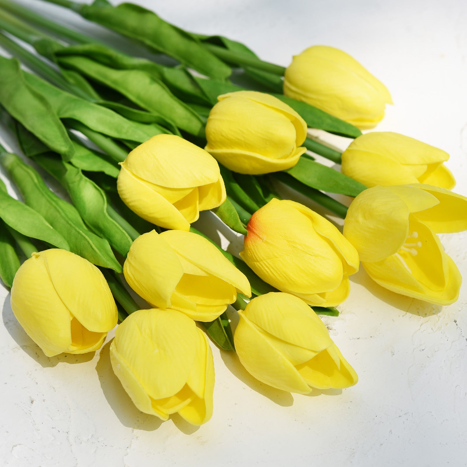 Yellow Real Touch Tulips Artificial Flowers Bouquet 10 Stems