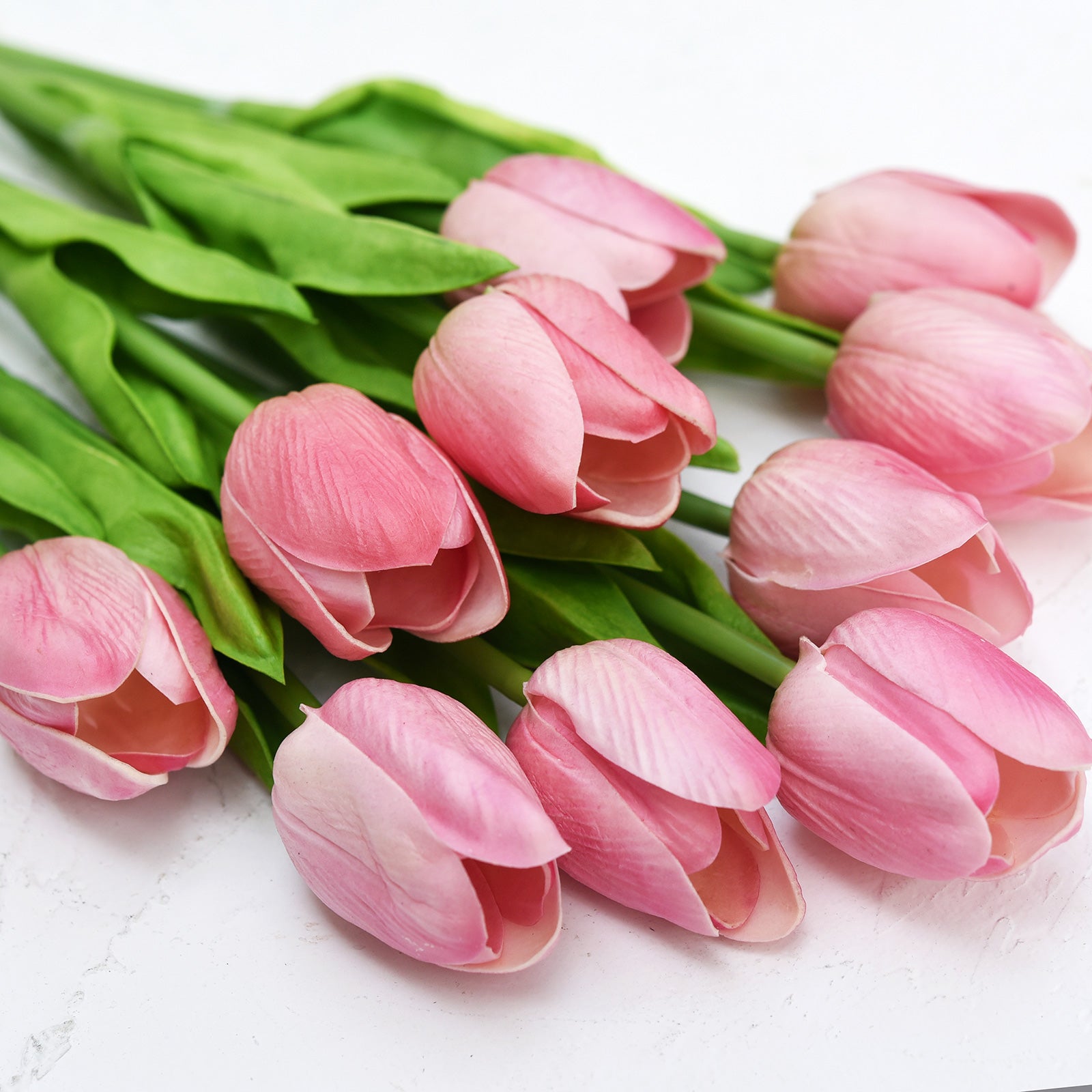 Pink Real Touch Tulips Artificial Flowers Bouquet 10 Stems