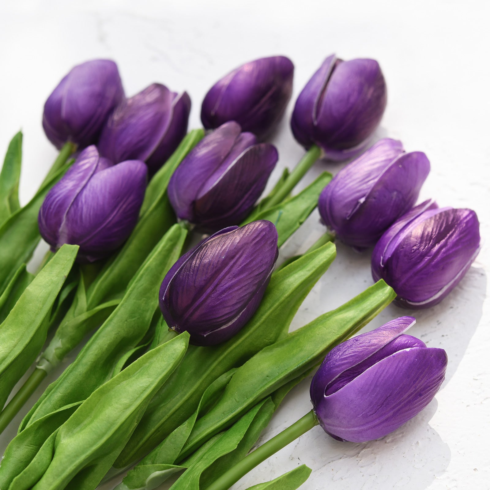 Purple Real Touch Tulips Artificial Flowers Bouquet 10 Stems