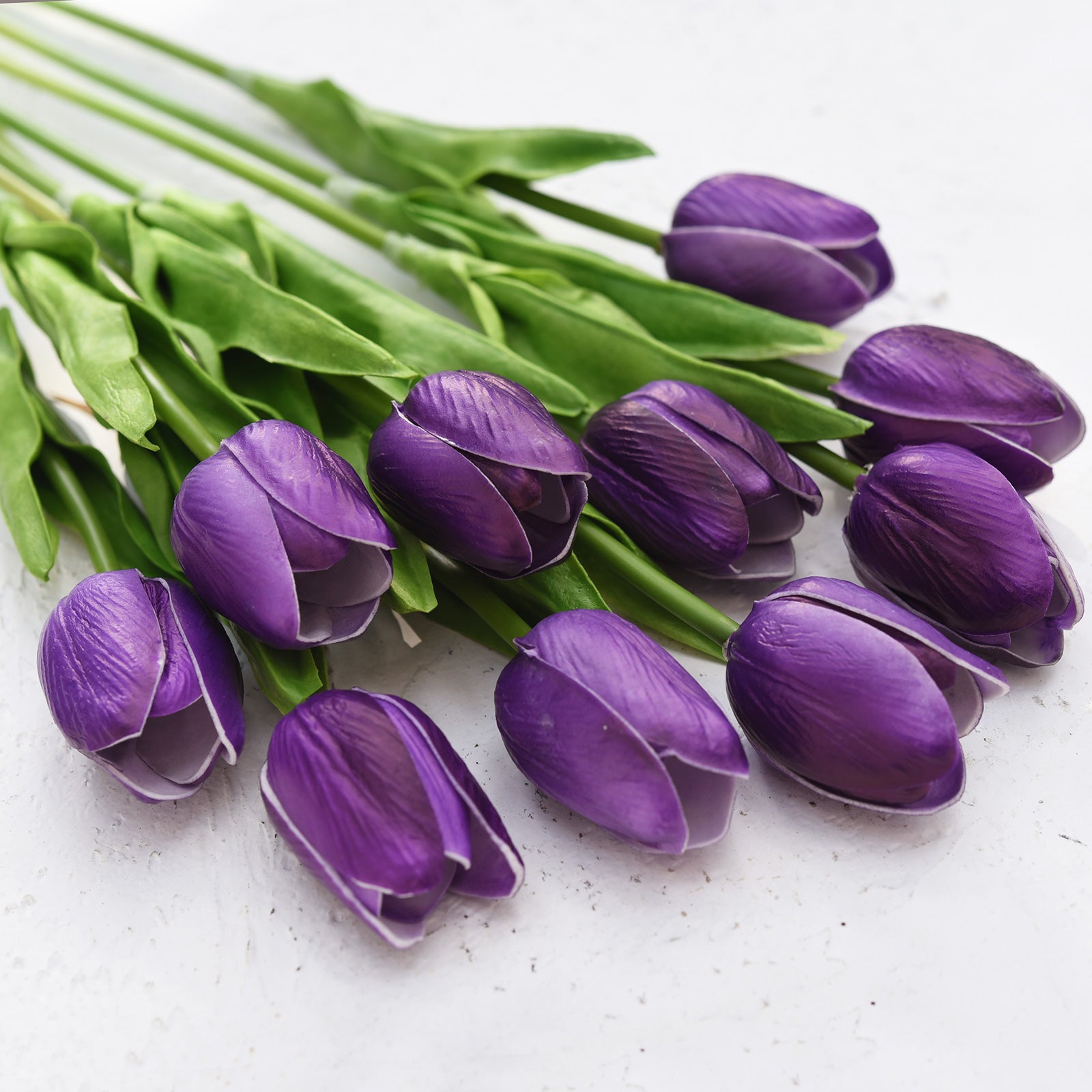 Purple Real Touch Tulips Artificial Flowers Bouquet 10 Stems