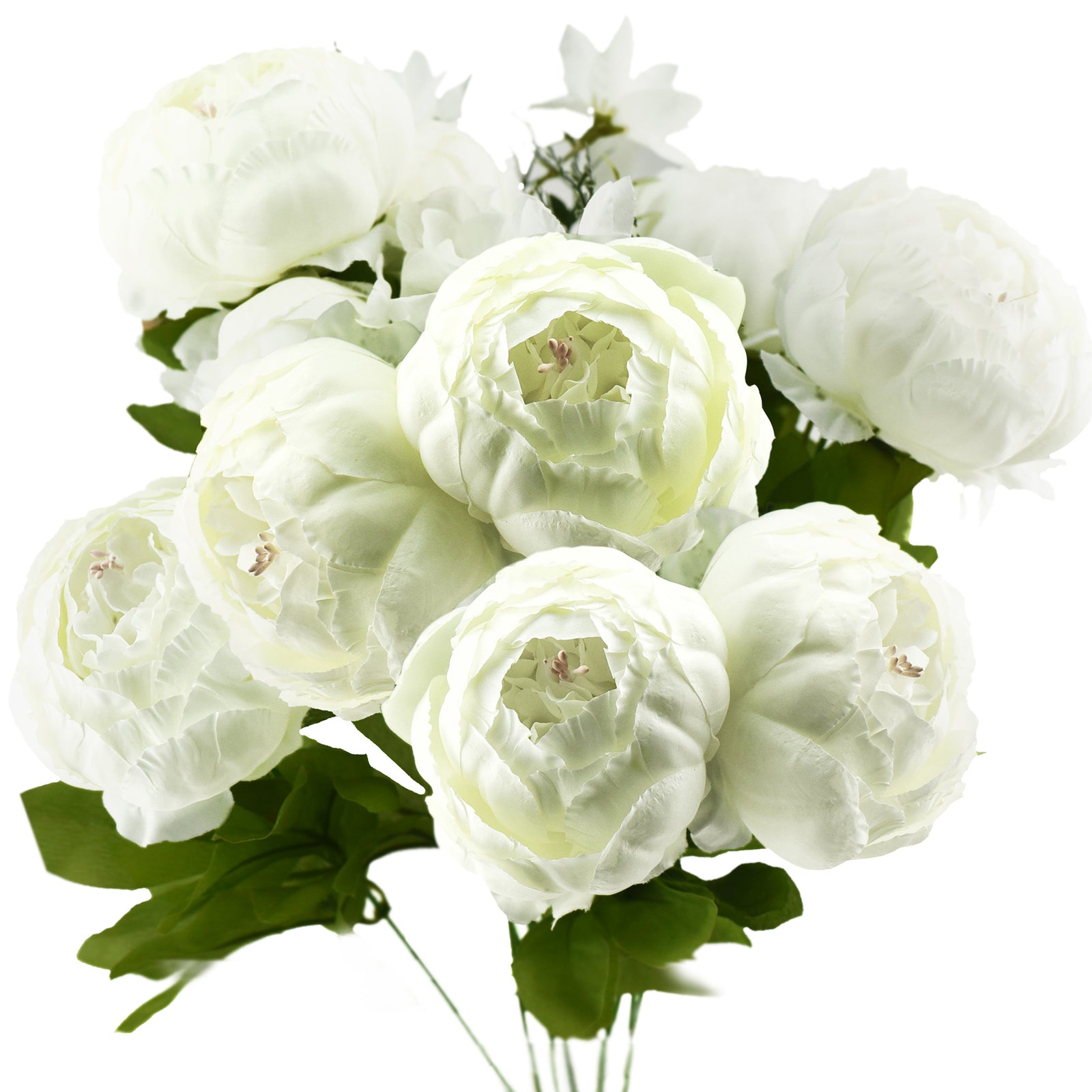 White Silk Peonies Artificial Flower Bouquet