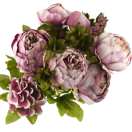 FiveSeasonStuff Cameo Brown Silk Peonies Artificial Flower Bouquet