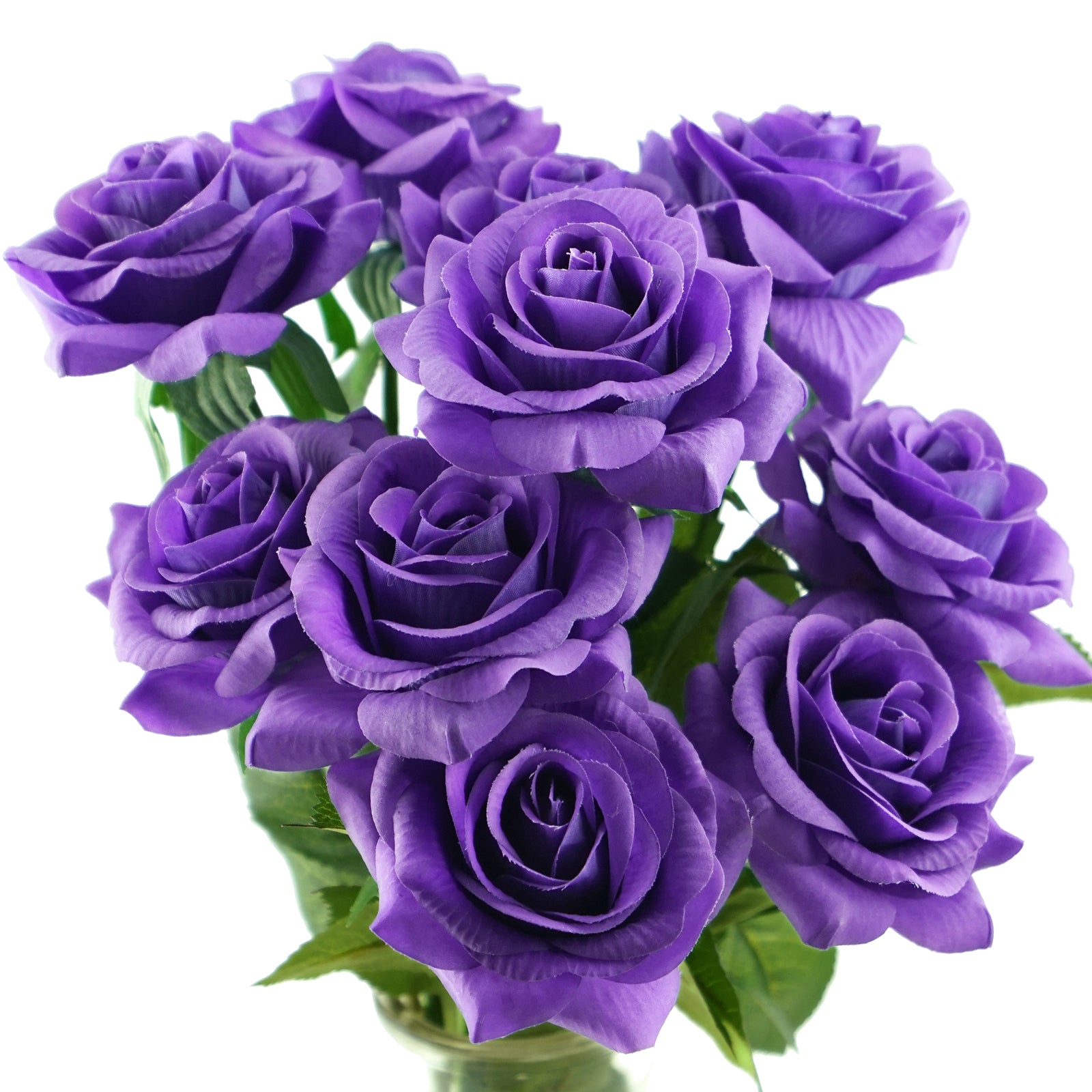 Real Touch 10 Stems Violet Silk Artificial Roses Flowers ‘Petals Feel and Look like Fresh Roses'