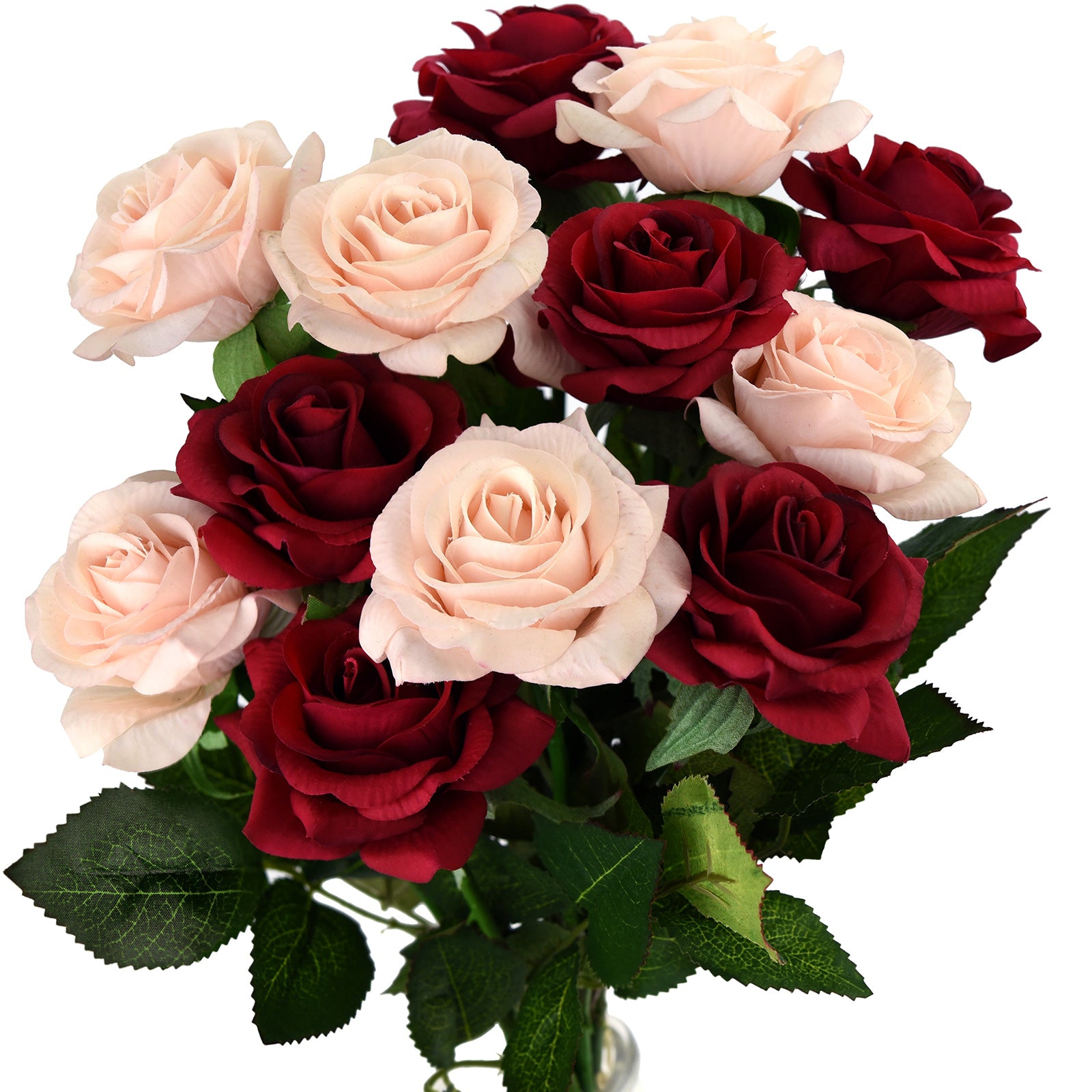 Real Touch 12 Stems "Pretty Charming" Mix Color Silk Artificial Roses Flowers ‘Petals Feel and Look like Fresh Roses'