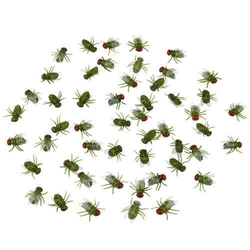 FiveSeasonStuff 50 Pcs x Fly Toy | Fake Flies | Party Pranks | Practical Jokes | Halloween Props | Prank Fly | Realistic Looking Flies Insect | Wings Can Be Detached